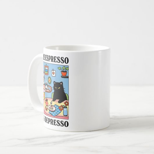 Funny Coffee Lover With Cute Cat More Espresso Les Kaffeetasse (Vorderseite Links)