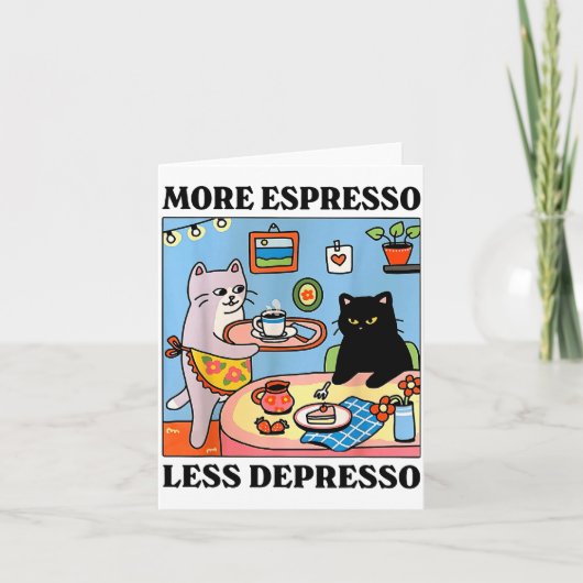 Funny Coffee Lover With Cute Cat More Espresso Les Karte (Vorderseite)