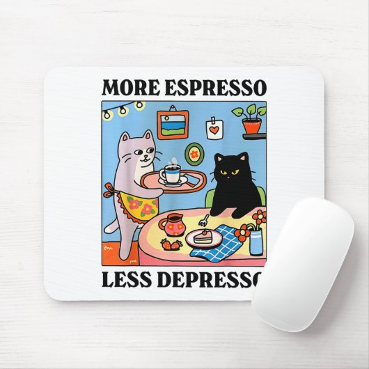 Funny Coffee Lover With Cute Cat More Espresso Les Mousepad (Mit Mouse)