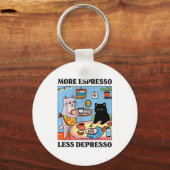 Funny Coffee Lover With Cute Cat More Espresso Les Schlüsselanhänger (Vorderseite)