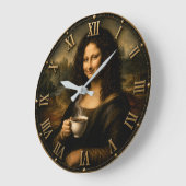 Funny Coffee Mona Lisa Große Wanduhr (Winkel)