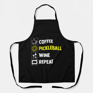 Funny Coffee Pickleball Wein Wiederholung Schürze