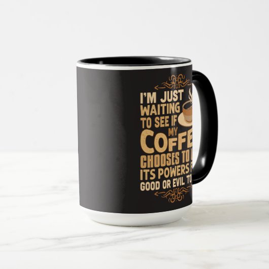 Funny Coffee Power für Guten oder Bösen Tasse (VorderseiteRechts)