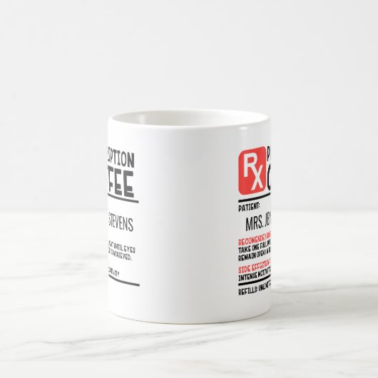 Funny Coffee Prescription Personalisiert Name Kaffeetasse (Mittel)