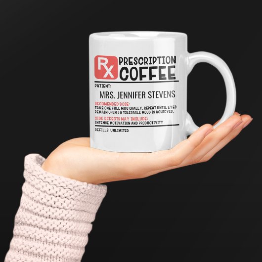Funny Coffee Prescription Personalisiert Name Kaffeetasse