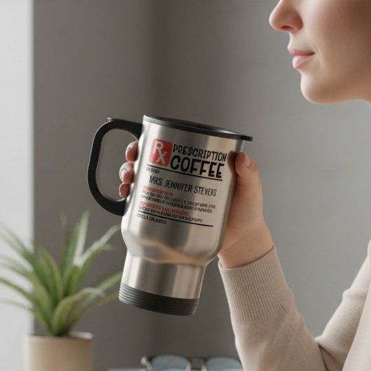 Funny Coffee Prescription Personalisiert Name Reisebecher