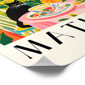 Funny Coffee Print, Black Cat Wall Art, Henri Mati Poster (Ecke)