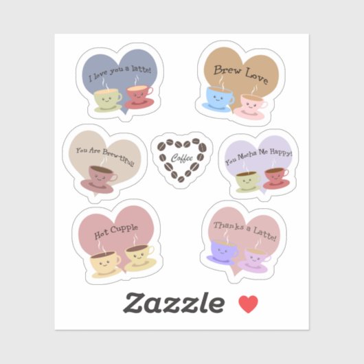 Funny Coffee Puns Aufkleber Set (Blatt)