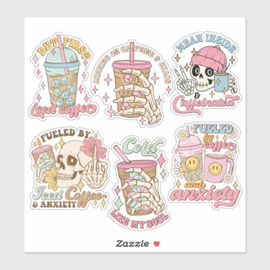Funny Coffee Quote Vinyl Sticker Pack (Blatt)