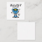 Funny Coffee Retro Mascot -2 Quadratische Visitenkarte (Vorne/Hinten)