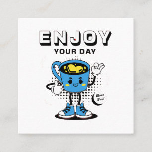 Funny Coffee Retro Mascot -2 Quadratische Visitenkarte