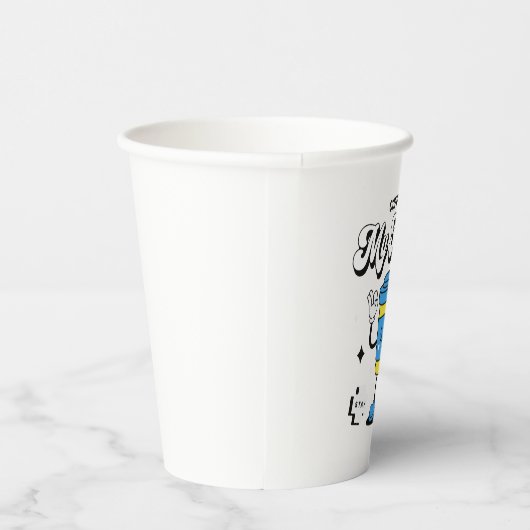 Funny Coffee Retro Mascot Pappbecher (Rechts)