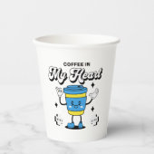 Funny Coffee Retro Mascot Pappbecher (Vorderseite)
