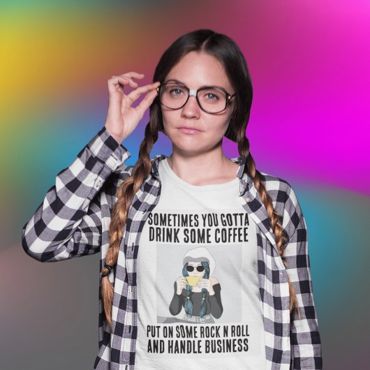 FUNNY COFFEE ROCK'N'ROLL LADIES T - SHIRT
