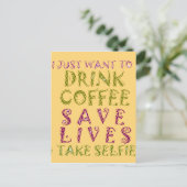 Funny Coffee Selfquote Design Postkarte (Stehend Vorderseite)