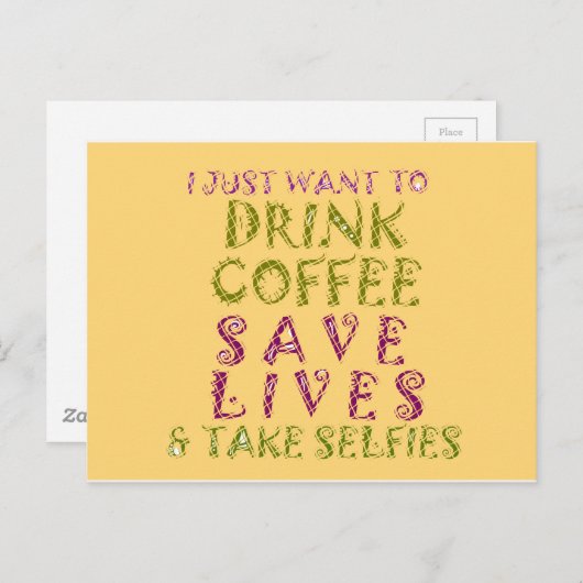 Funny Coffee Selfquote Design Postkarte (Vorne/Hinten)