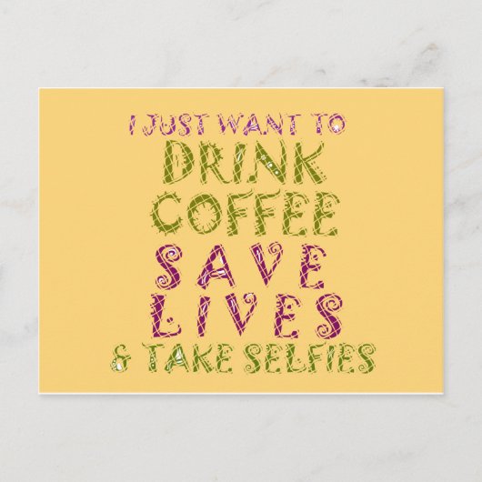 Funny Coffee Selfquote Design Postkarte (Vorderseite)