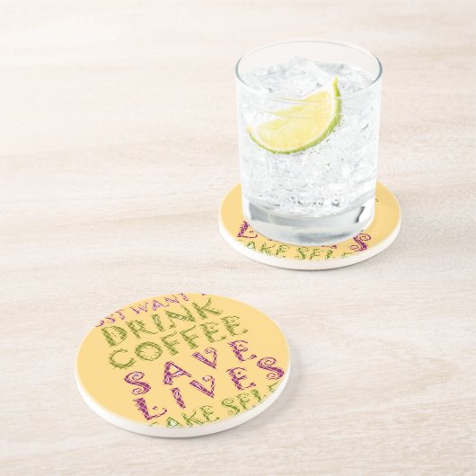 Funny Coffee Selfquote Design Sandstein Untersetzer (Seite)