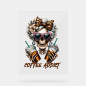 Funny coffee skeletart acrylschild (Vorderseite)