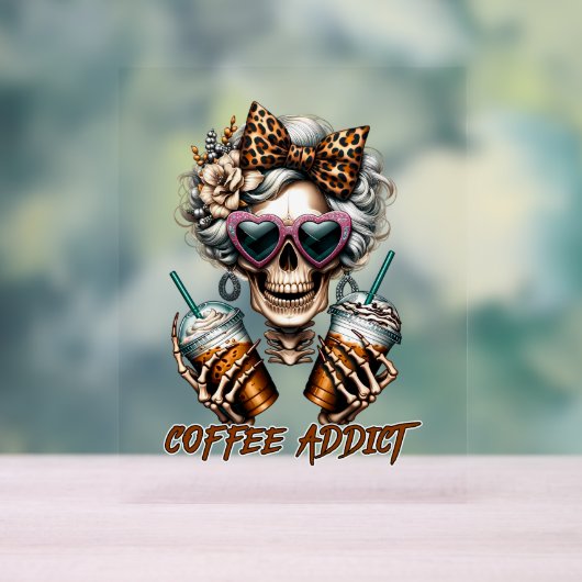 Funny coffee skeletart acrylschild (Neutral)