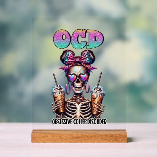Funny coffee skeletart acrylschild (Neutral)