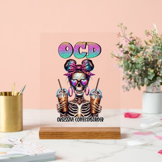 Funny coffee skeletart acrylschild (Hochzeit)