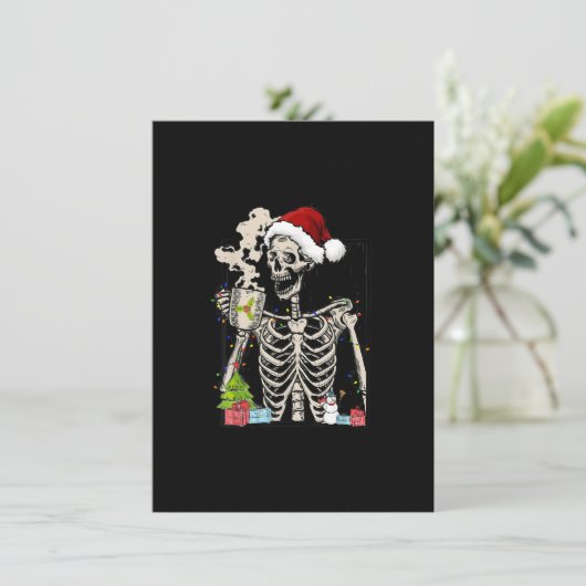 Funny Coffee Skeleton Xmas Kaffee Drink Weihnachte Einladung (Stehend Vorderseite)