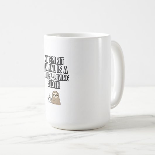 Funny Coffee Sloth T - Shirt | Mein Geist Tier ist Kaffeetasse (VorderseiteRechts)