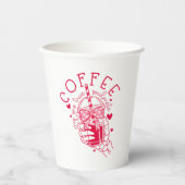 Funny Coffee Soulmate Skeleton Red Hearts Pappbecher (Vorderseite)