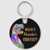 Funny Coffee T-Rex Psychedelic Dinosaur Schlüsselanhänger (Vorderseite)