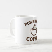 Funny Coffee Tasse - Design "Powered by Coffee" (Vorderseite Links)