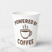 Funny Coffee Tasse - Design "Powered by Coffee" Pappbecher (Vorderseite)
