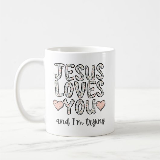Funny Coffee Tasse, Jesus Lieben Sie und ich versu Kaffeetasse (Links)