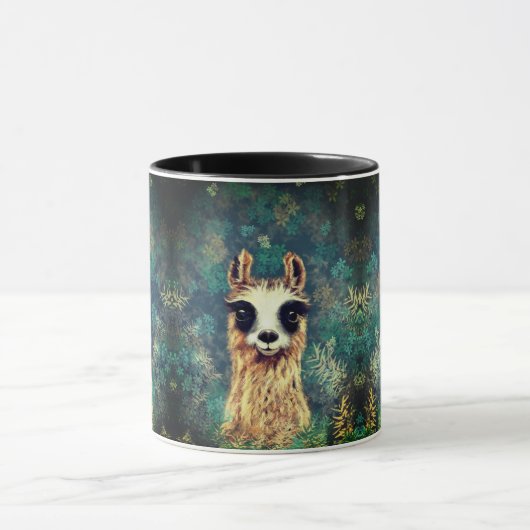 Funny Coffee Tasse mit Curious Llama (Zentrum)