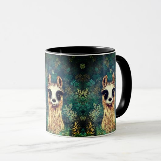 Funny Coffee Tasse mit Curious Llama (VorderseiteRechts)