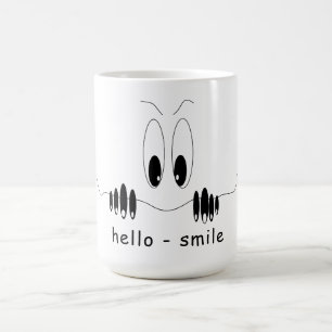 Funny Coffee Tasse Neugier Augen - Lächeln