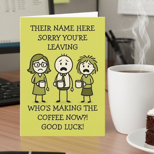 Funny Coffee-Themed Colleague Leaving Card Karte