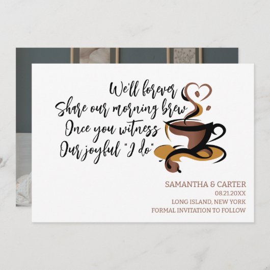 Funny Coffee themed weded Save the Date Design I Einladung (Vorne/Hinten)