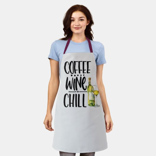 Funny Coffee, Wine & Chill Schürze für Weinliebhab (Getragen)