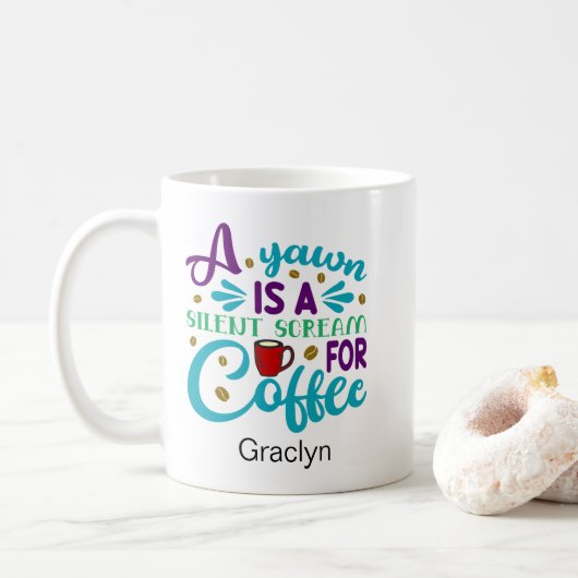 Funny Coffee Yawn Kaffeetasse (Mit Donut)