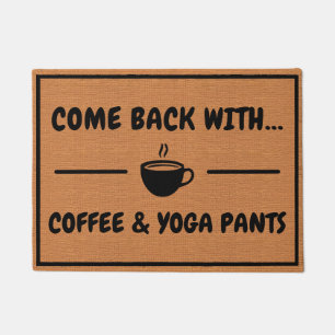Funny Coffee & Yoga Spaß Minimalistisch Rustikal B Fußmatte