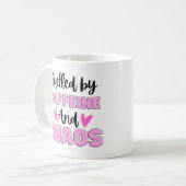 Funny Coffein und Chaos Kaffeetasse (Vorderseite Links)