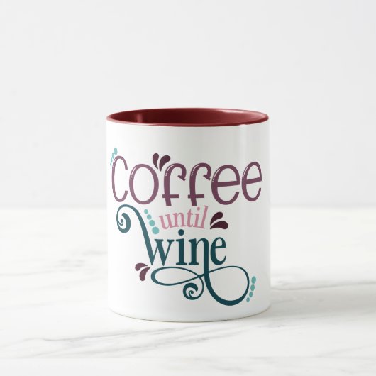Funny Coffeine Coffee bis Wine Joke Pun Geschenk Tasse (Zentrum)