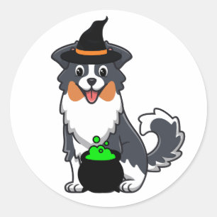Funny Collie Hund ist eine Hexe Runder Aufkleber