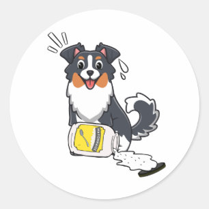 Funny Collie Hund verschüttete Mayonnaise Runder Aufkleber