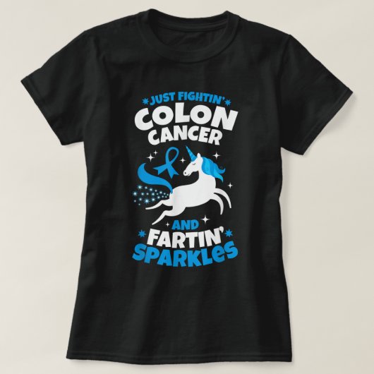 Funny Colon Cancer Fighter Kämpfen Unicorn Zitat T-Shirt (Design vorne)