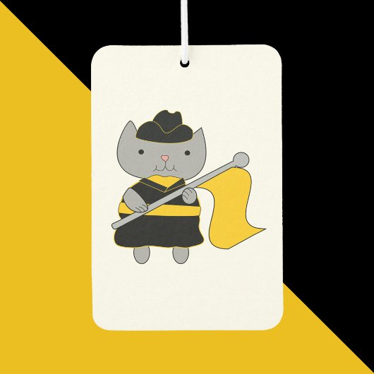 Funny Color Guard Kitten Flag Black Yellow Autolufterfrischer