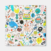 Funny Colorful Alien Monsters Partys Magnet (Vorne)