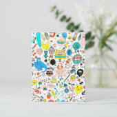 Funny Colorful Alien Monsters Partys Postkarte (Stehend Vorderseite)