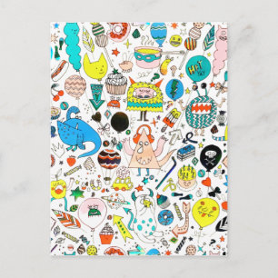 Funny Colorful Alien Monsters Partys Postkarte